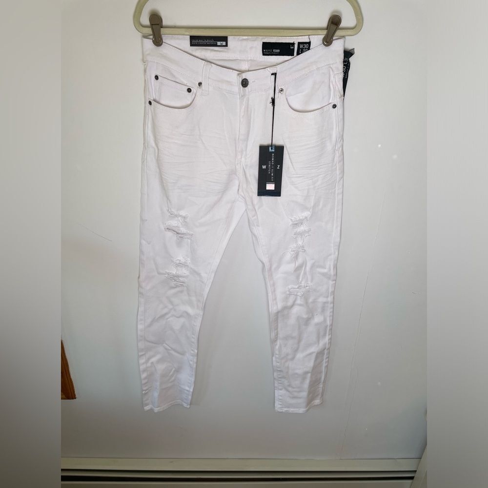 WXYZ Nomad slim fit stretch 30WX30L new with tags white with distressing